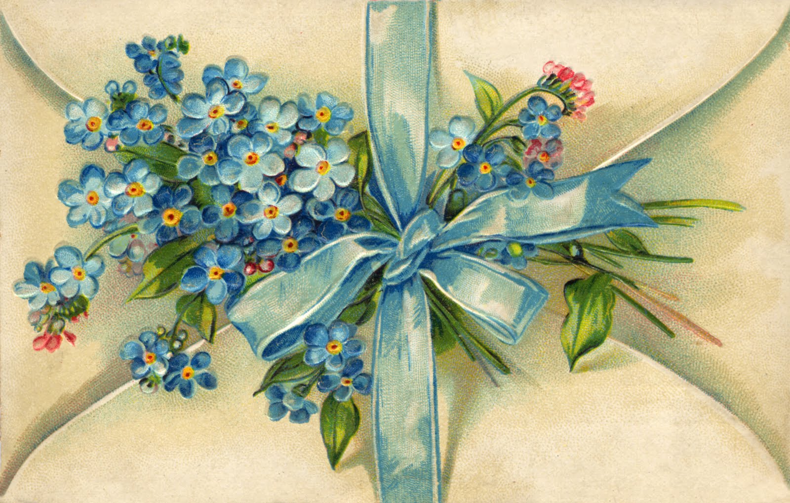 vintage whimsical blue flowers note 1