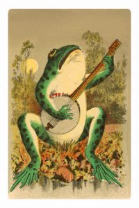 Free vintage image of a frog playing the banjo
