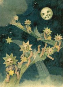free vintage illustration moon and stars tree bizarre