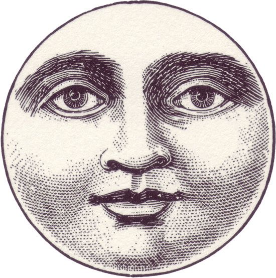 free vintage illustration moon face