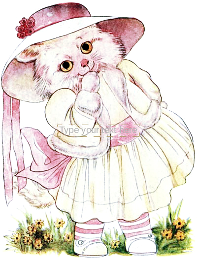 public domain vintage childrens book illustration animal children kitten girl