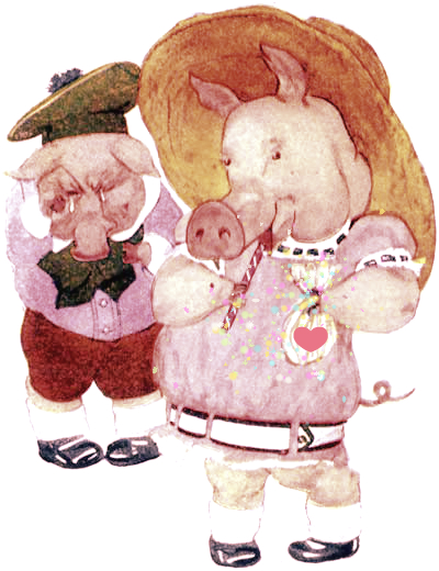 public domain vintage childrens book illustration animal pigs