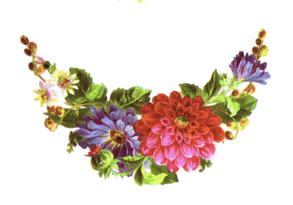 public domain vintage clipart floral arrangement crescent bouquet