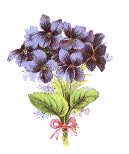 public domain vintage clipart floral bouquet of blue flowers