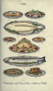 public domain vintage color illustrations of fish dishes and meals