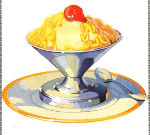 A free vintage illustration of classic ice cream in bowl from antique journal