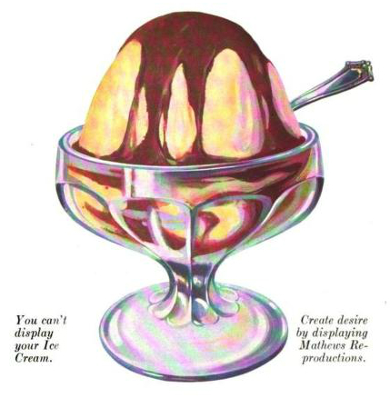 A free vintage illustration of ice cream hot fudge sundae from antique magazine