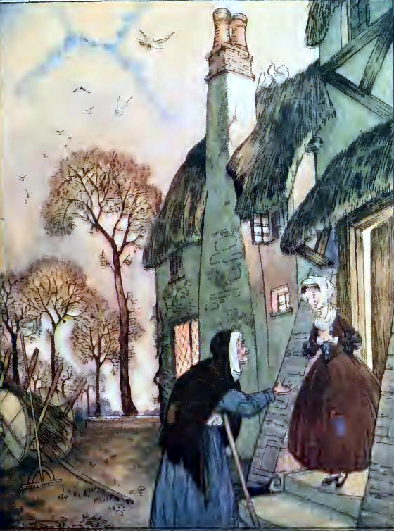 free vintage childrens book illustration of old woman and town 1918 image 4