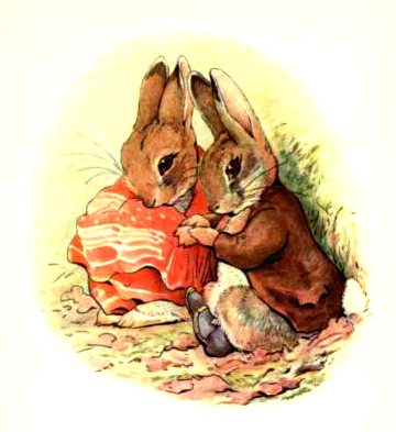 This is a free vintage easter illustration of benjamin bunny from the 1904 Beatrix Potter classic
