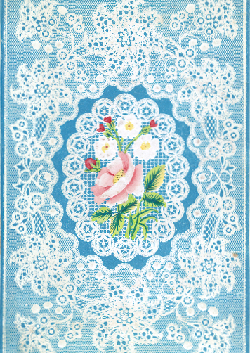 This is a free antique image of blue lace and roses for Mothers Day