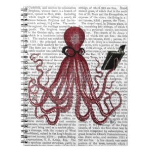 intelligent octopus vintage notebook