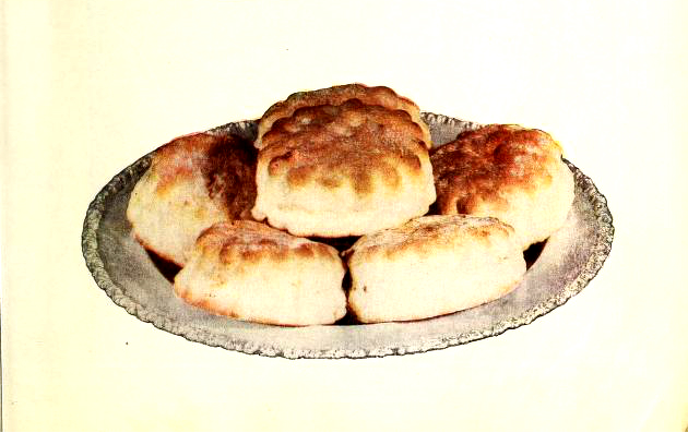 vintage illustration of biscuits from antique flour company cookbook