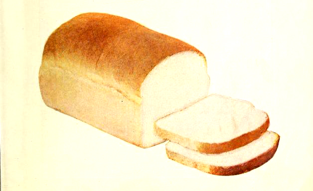 An antique illustration of sliced sandwich bread from a vintage 1917 cookbook