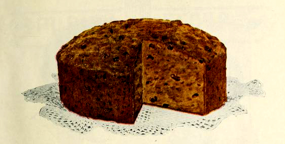 A vintage cookbook illustration of a classic sponge cake