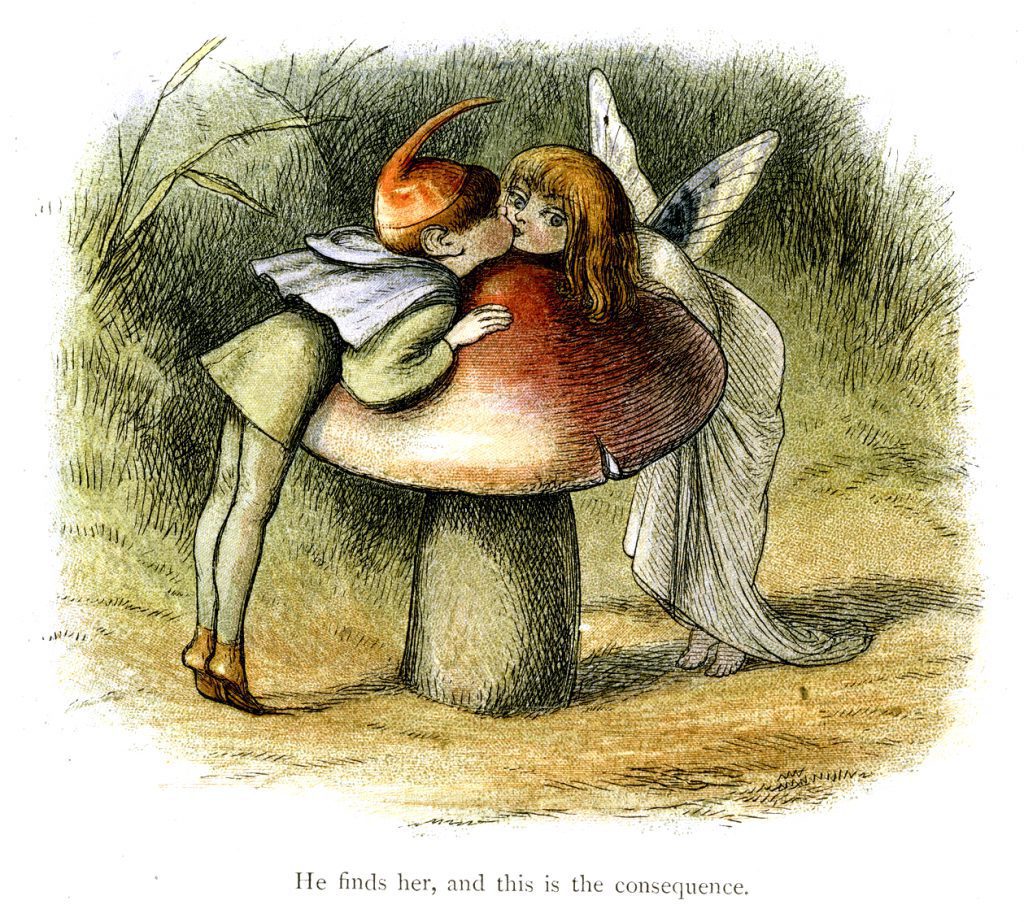 elf and fairy kissing in fairyland public domain