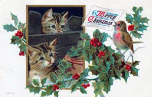 public domain vintage christmas cards with kittens