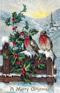 free vintage christmas cards with robins and holly