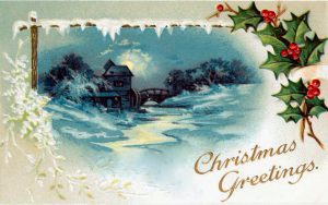 public domain vintage christmas cards with winter scenery
