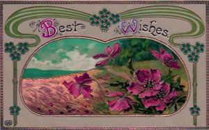 Vintage Birthday cards with flowers and scenery - free to use