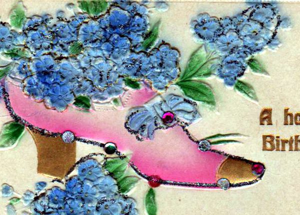public domain vintage birthday cards shoe flowers