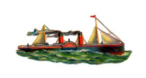 vintage ship steam boat illustration