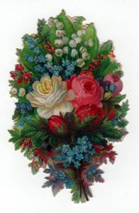 19th century valentines day pictures floral bouquet diecut