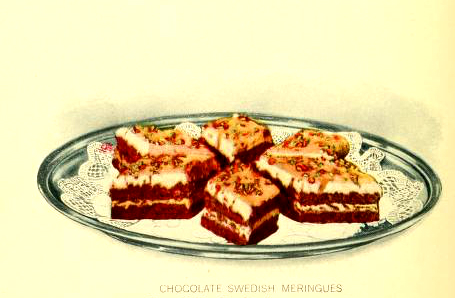 Free chocolate meringue dessert illustrations from 20th century public domain