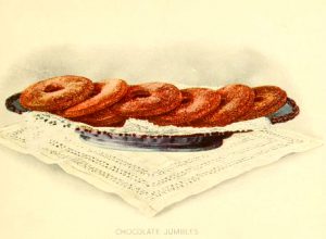 Free vintage dessert illustrations of chocolate ring cookies