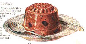 Plum pudding illustration from a vintage jello cookbook
