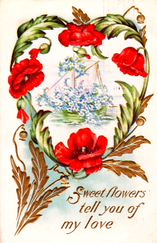Vintage nautical Valentine with ship