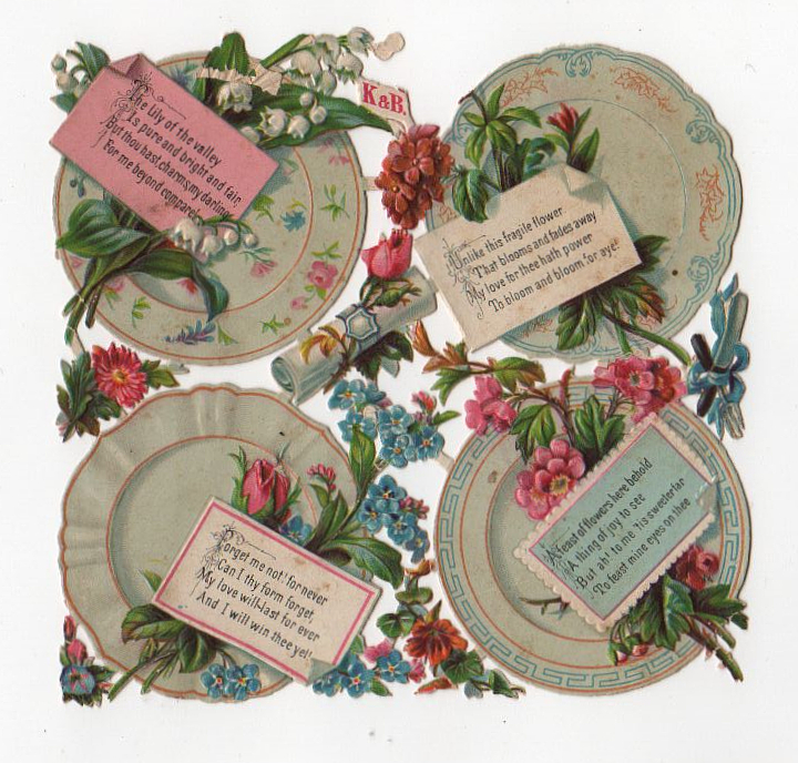 Valentine's Day vintage die cut of flower plates