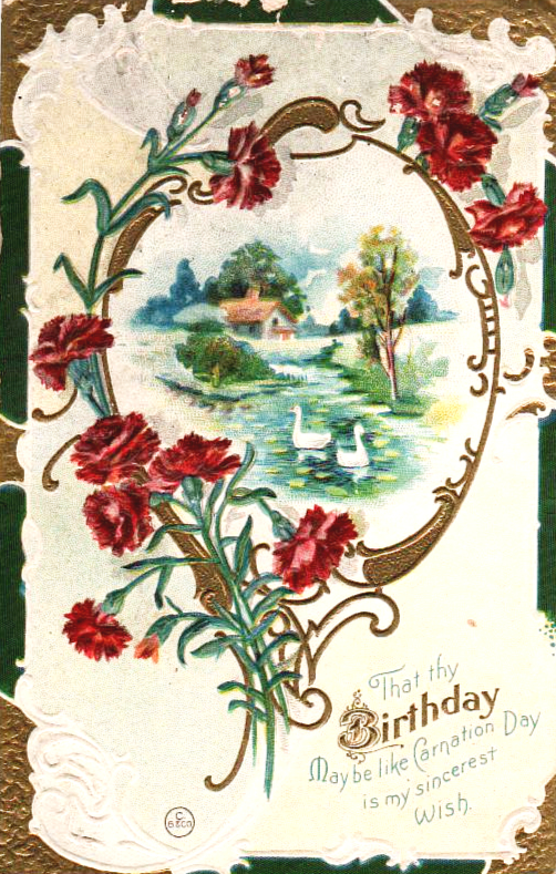vintage birthday card from 1910 in the public domain.