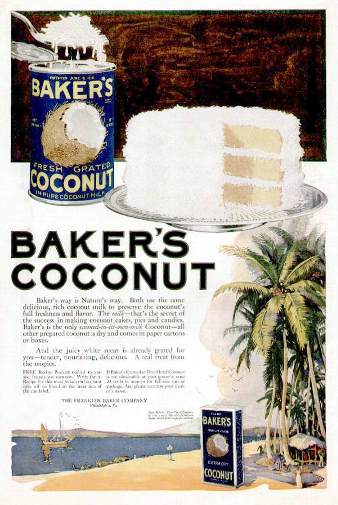 Bakers Coconut 1920 vintage ad