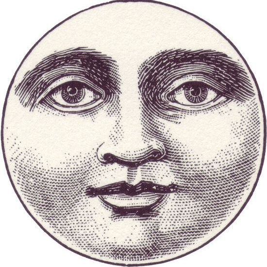 cropped free vintage illustration moon face