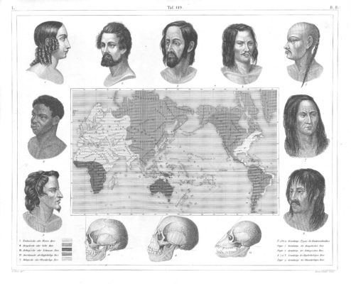 Map with portraits of different races