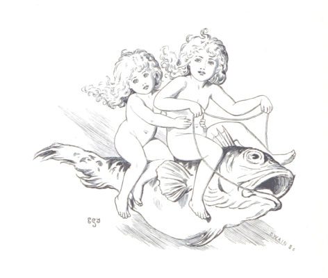 two fairies riding a fish