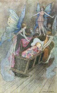‘And sweetly singing round about thy bed Strew all their blessings on thy sleeping head