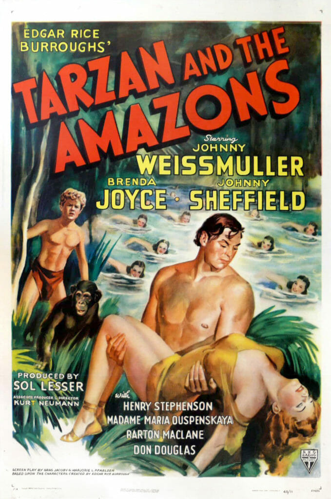 1945 Tarzan And The Amazons Vintage Movie Poster Vintage Movie Poster