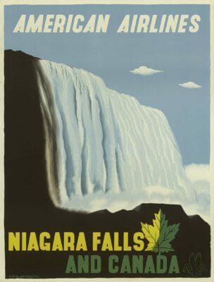 American Airlines Niagra Falls And Canada Edward Mcknight Kauffer 1948 Vintage Travel Poster