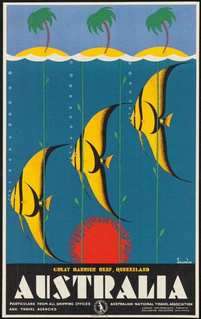 Great Barrier Reef Australia Vintage Travel Poster 1930 Vintage Travel Poster