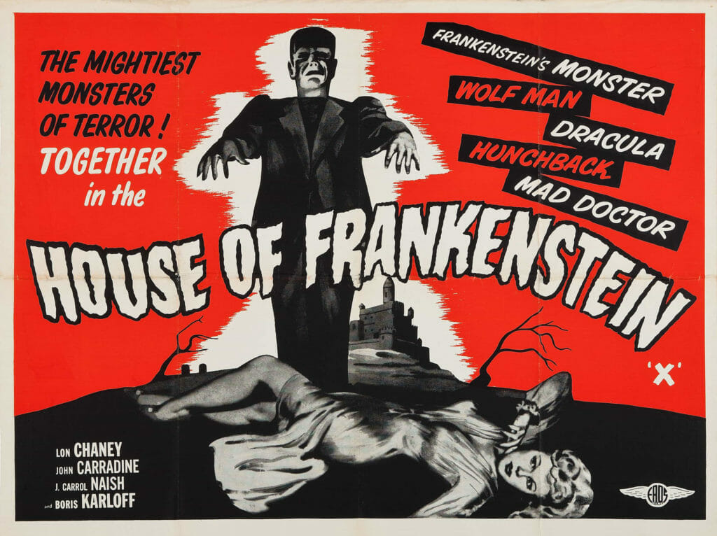 House Of Frankenstein Vintage Film Poster 1944 Vintage Movie Poster