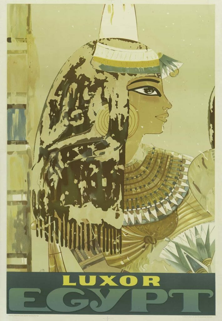 Luxor Egypt Travel Ad Poster Illegible 1950s Vintage Travel Poster