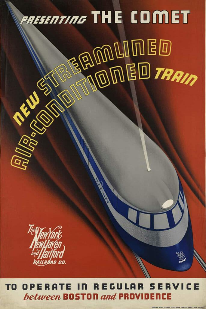 Presenting The Comet New Streamlined Air Conditioned Train New York Travel Poster 1935 Vintage Travel Poster