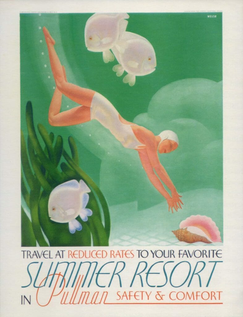 Summer Resort In Pullman Vintage Travel Poster Vintage Travel Poster