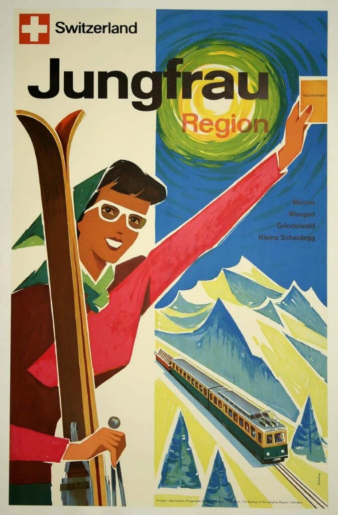 Switzerland Jungfrau Region Vintage Travel Poster