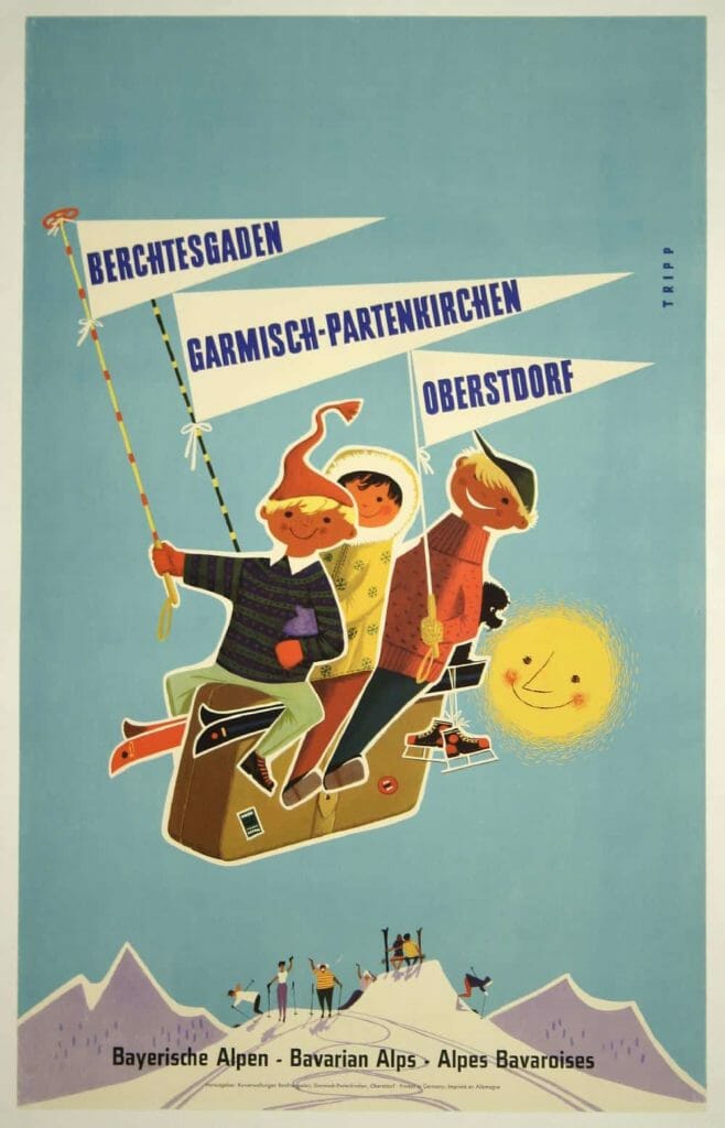 Vintage Bavarian Alps Poster Vintage Travel Poster