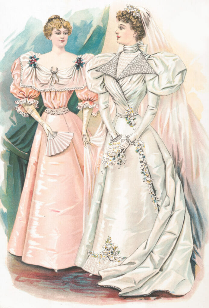 2 Ladies In Vintage Dresses Illustrations