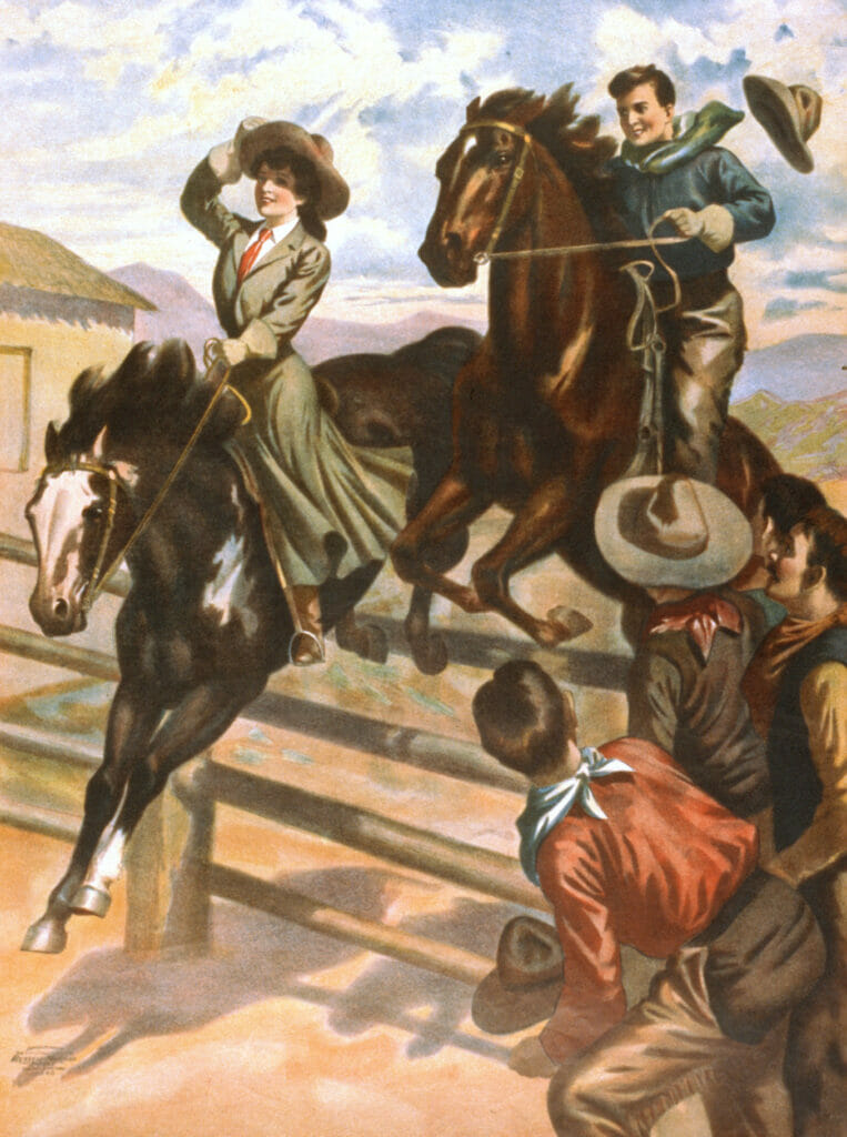 A Play Of The Golden West An Arizona Cowboy In Big Tent Theatre Vintage Cowboy And Cowgirl Illustration