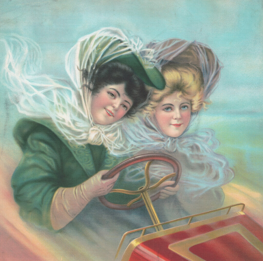 Automobility 2 Ladies In A Vintage Car