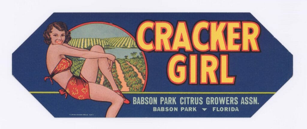 Cracker Girl Bobson Park Florida Citrus Growers Ass Vintage Label